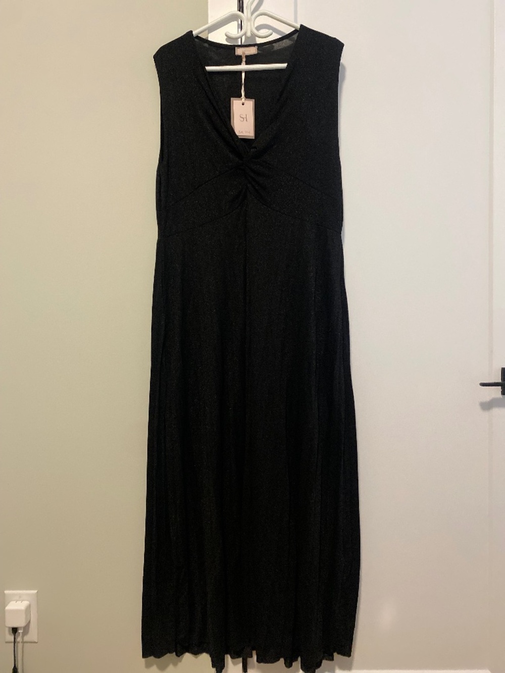 Saiph Pleated Sleeveless Black Dress NWT